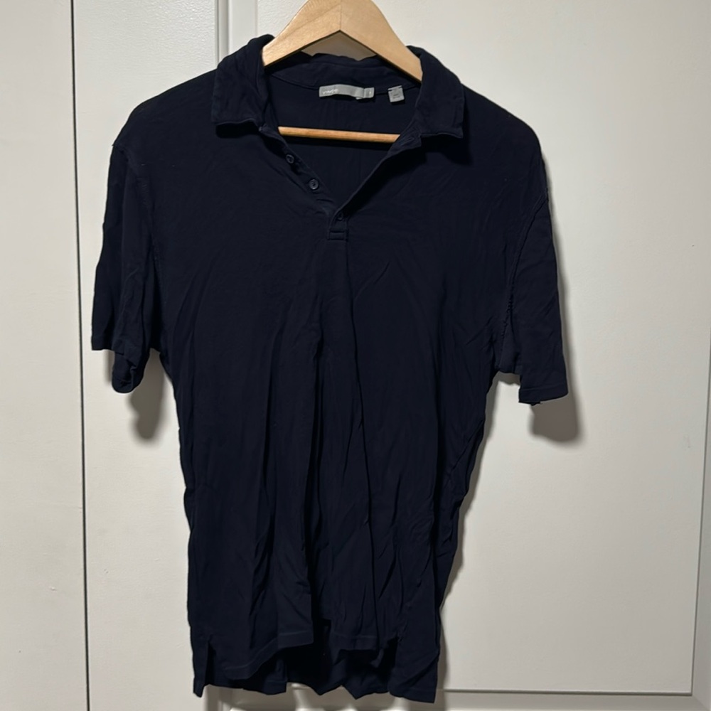 Vince dark navy SS knit cotton polo size small